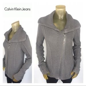 CALVIN KLEIN JEANS Gray Sweater Jacket Small 4 6